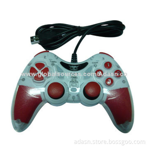 Wired PC USB joy-pad with dual shock with turbo button, fashionable with LED light, factory price